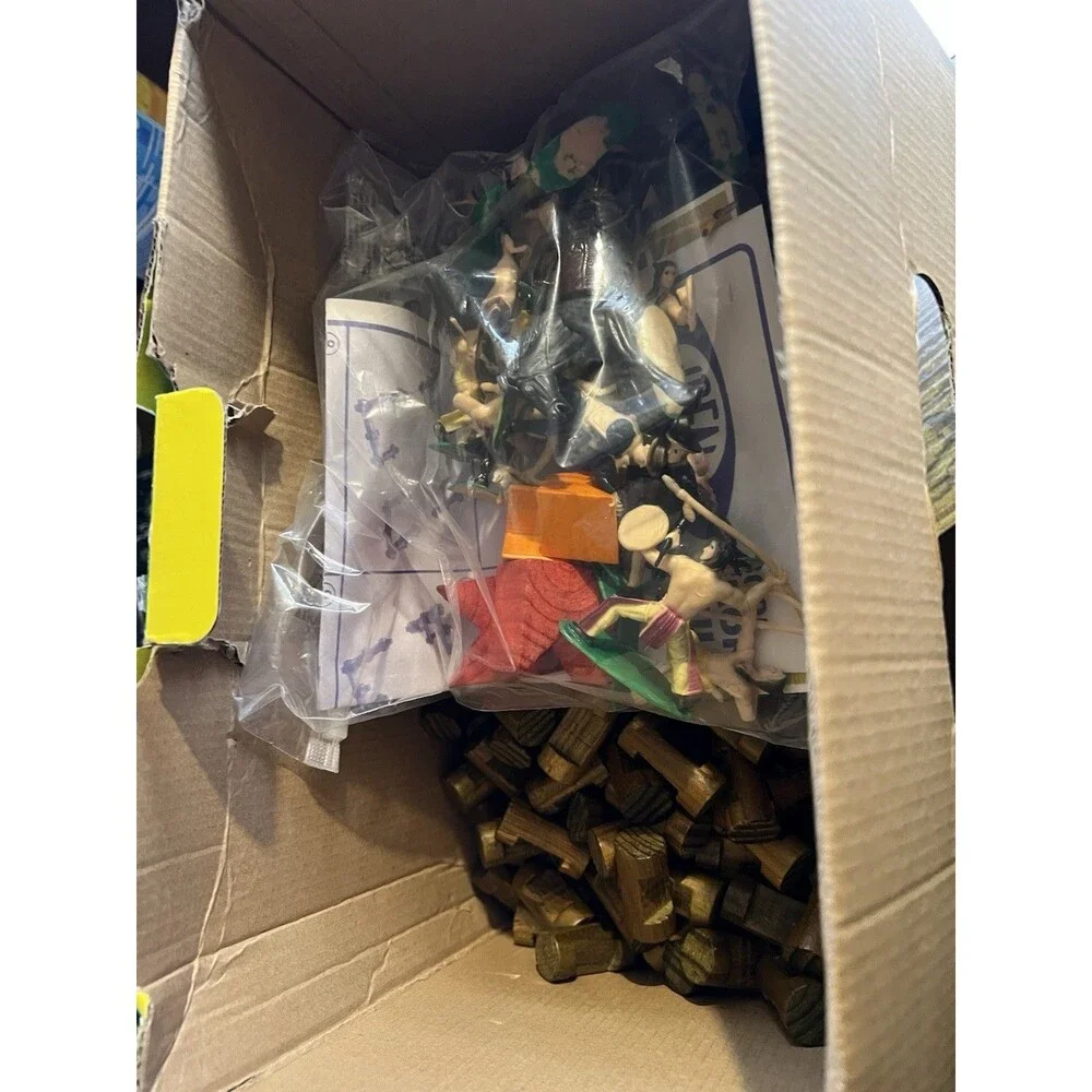 Ideal Frontier Logs Fort 300pc (missing 4 pcs) Wood Set Figures and directions.